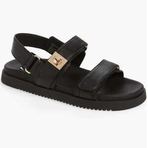Steve Madden Mona Black Leather Sandals